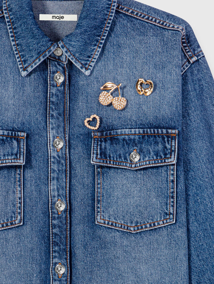 Camicia in denim con spille