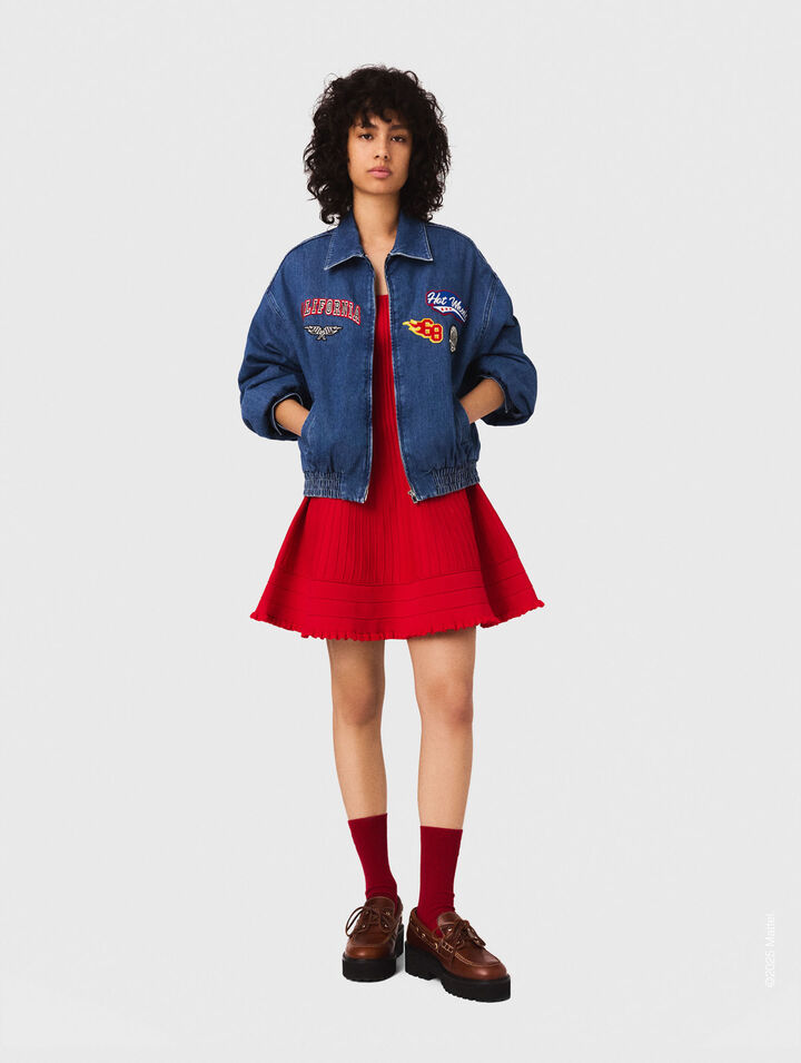 Giacca oversize in denim ricamato