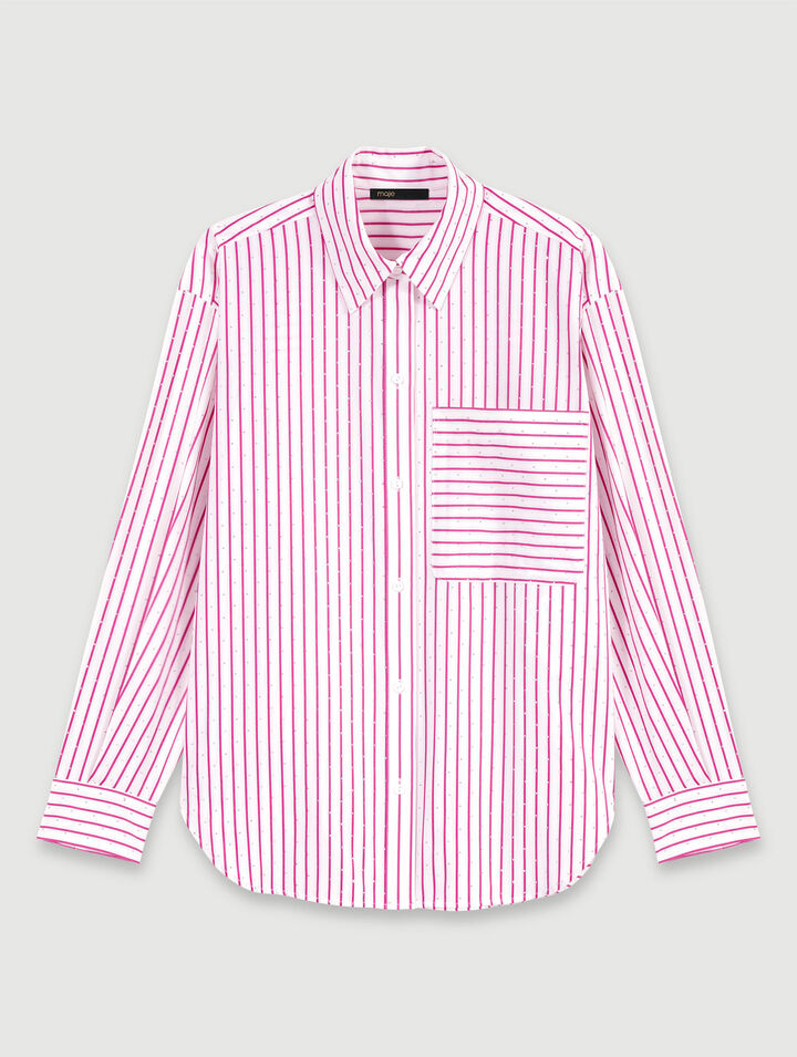 Camicia a righe con strass