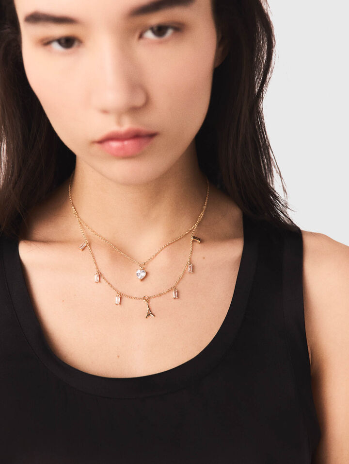 Collana doppia con charm strass