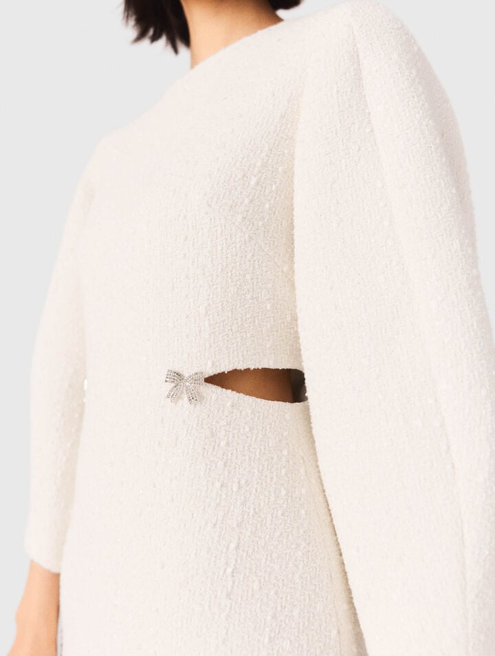 Abito corto tweed maniche a sbuffo