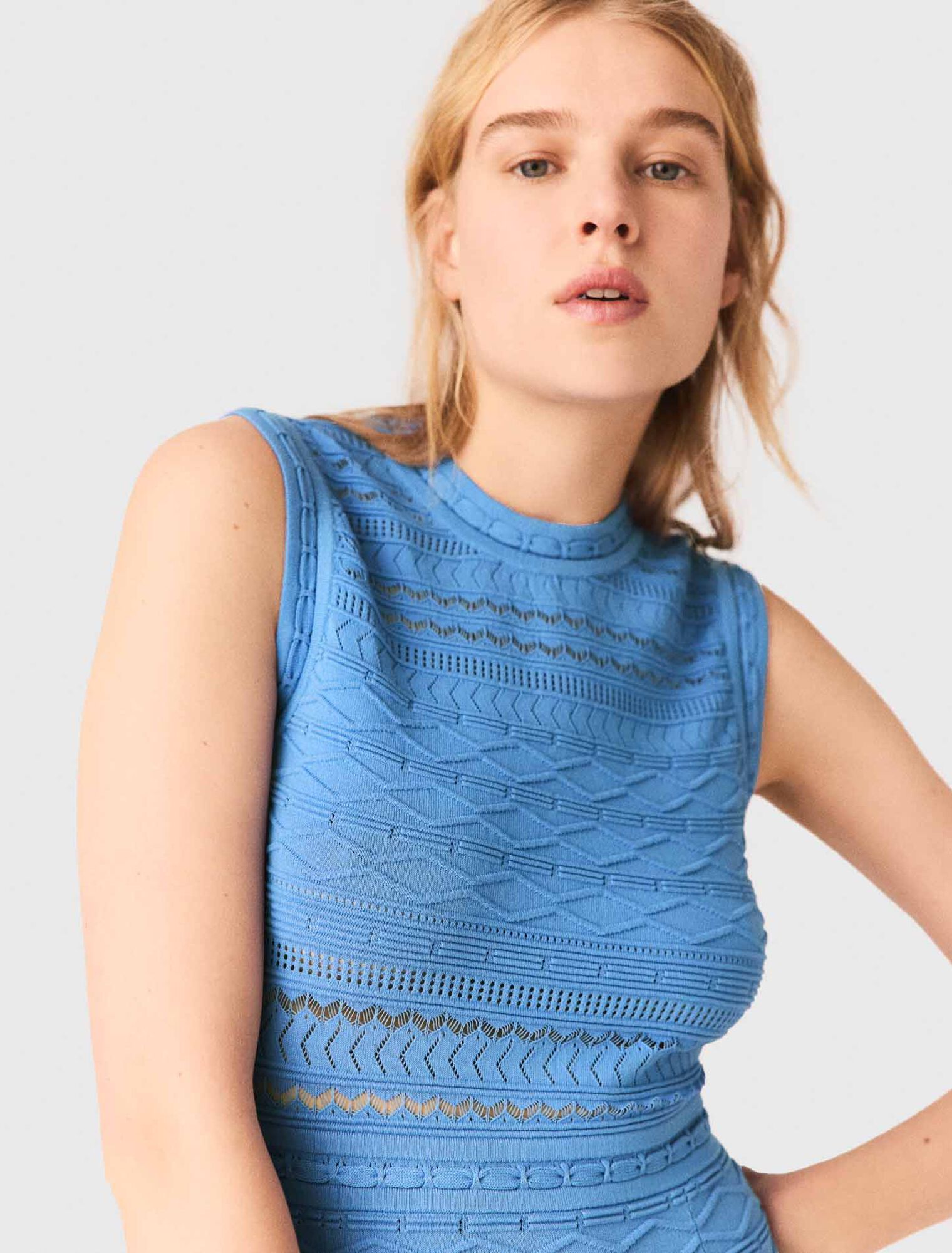 Abito lungo in maglia pointelle