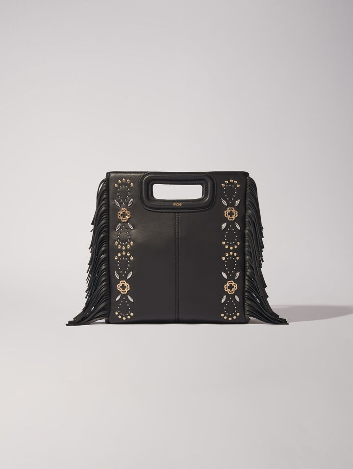 Borsa M in pelle con borchie