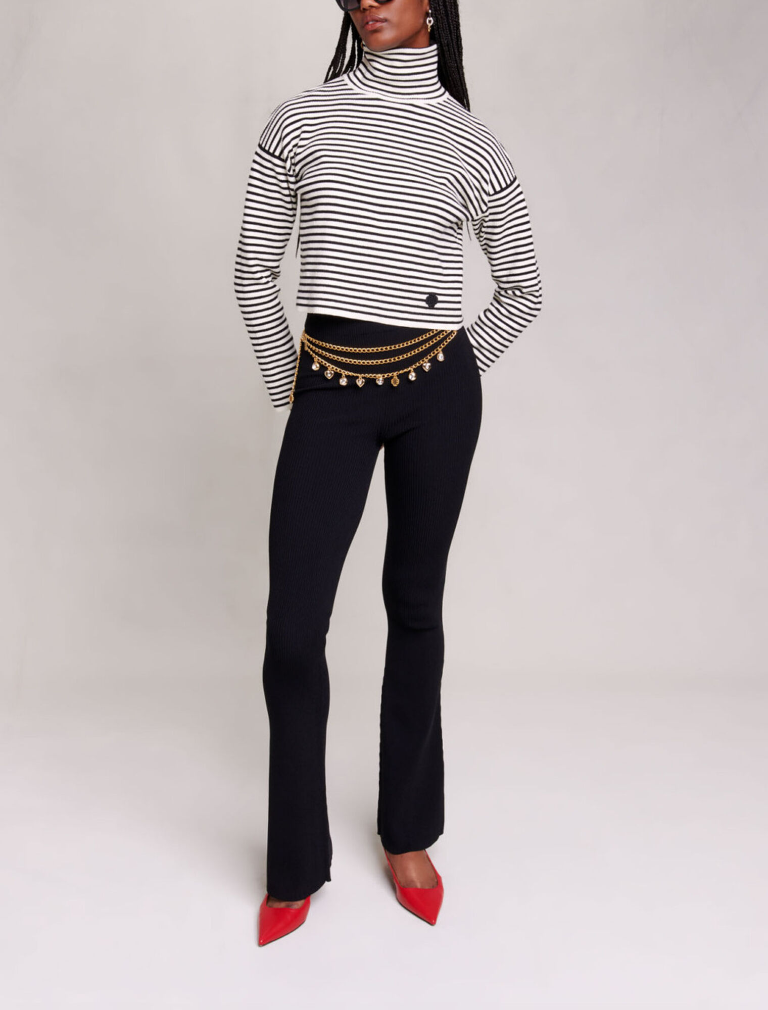 Pantaloni in maglia a costine