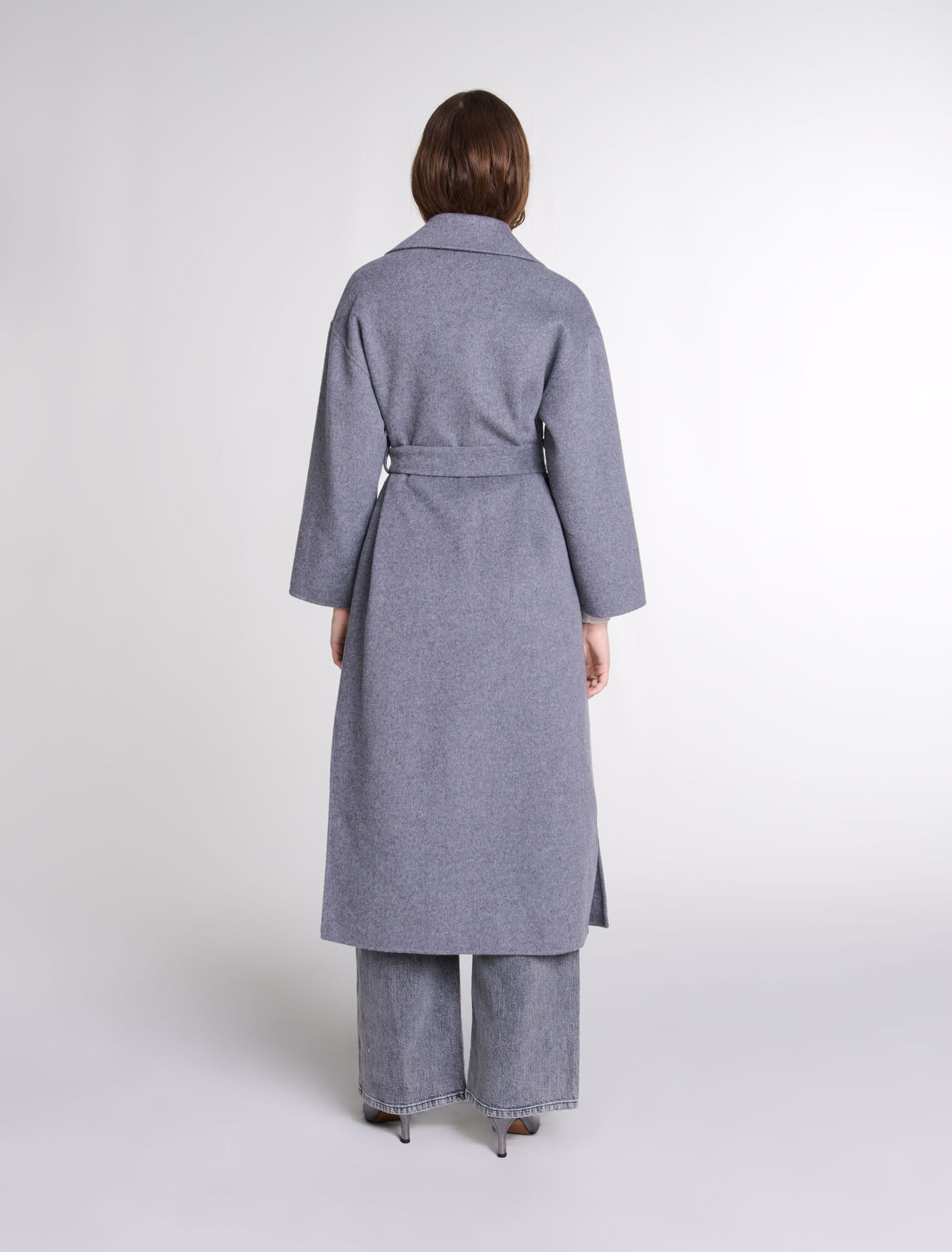 Cappotto lungo cintura double face