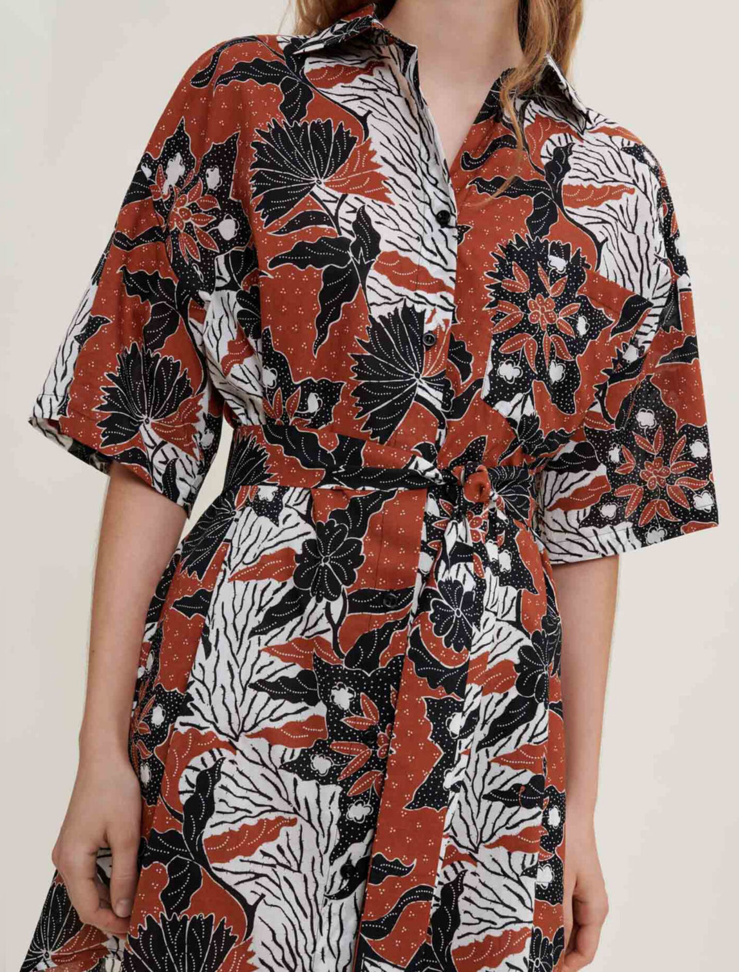 Abito camicia in voile di cotone