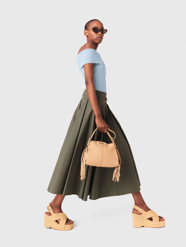 Gonna lunga plissettata in cotone