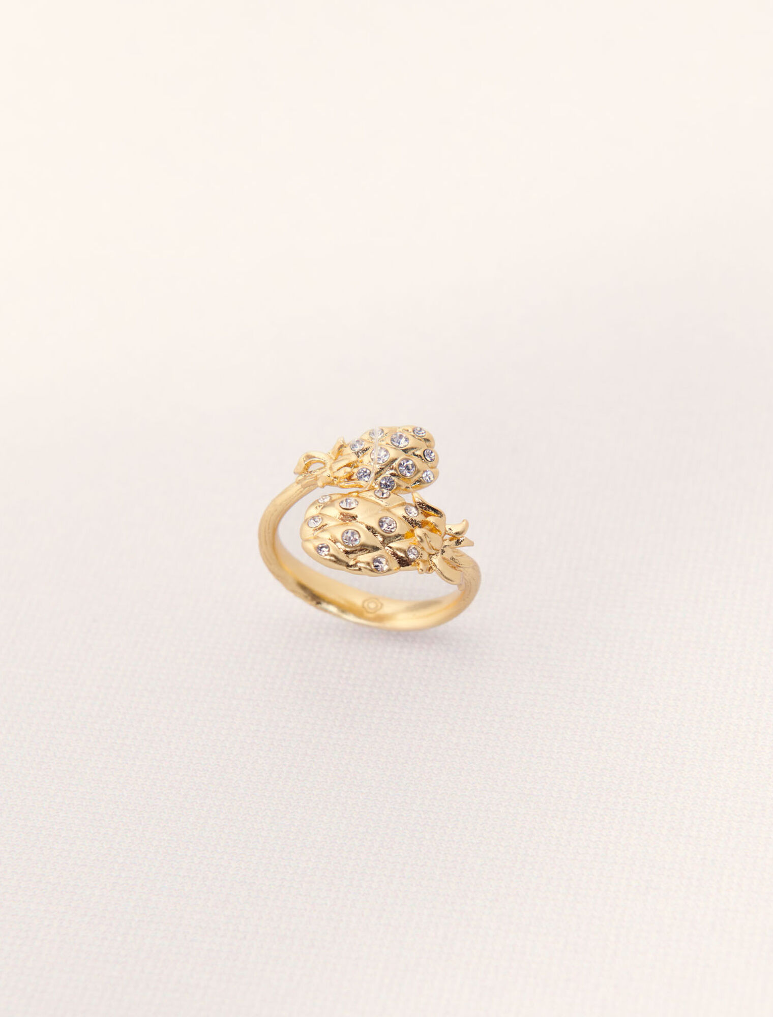 Anello doppio ananas con strass