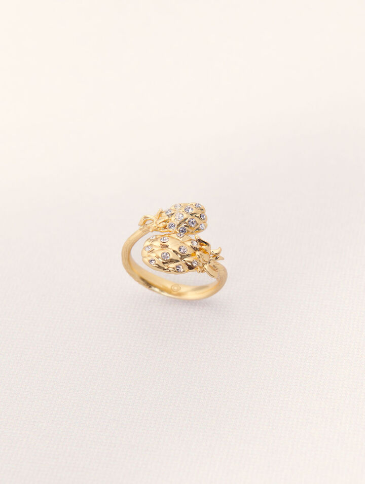 Anello doppio ananas con strass