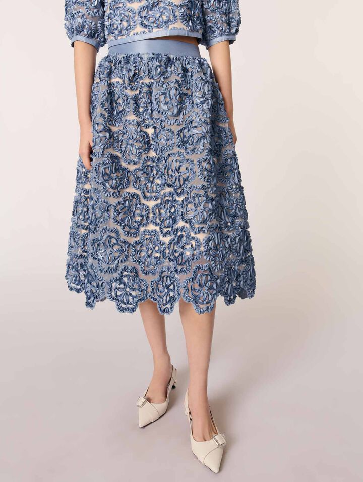 Gonna lunga organza motivo floreale