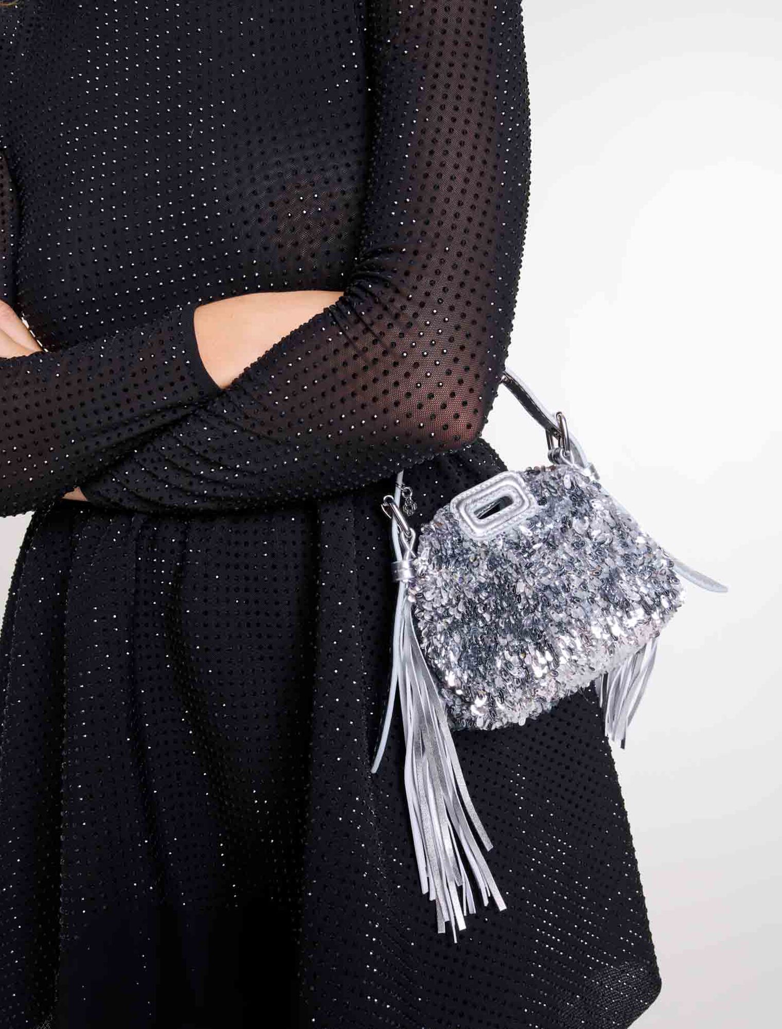 Borsa Miss M Nano lustrini argento