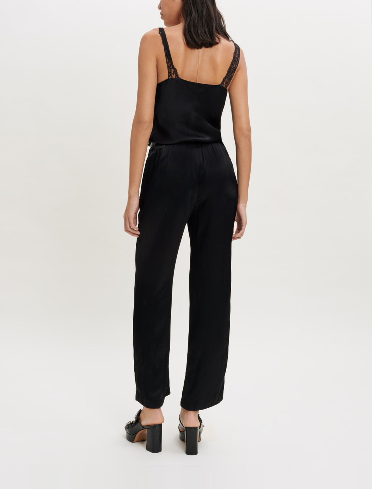 Tuta-pantaloni con spalline in raso