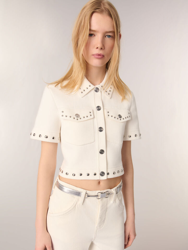 Cardigan corto con borchie