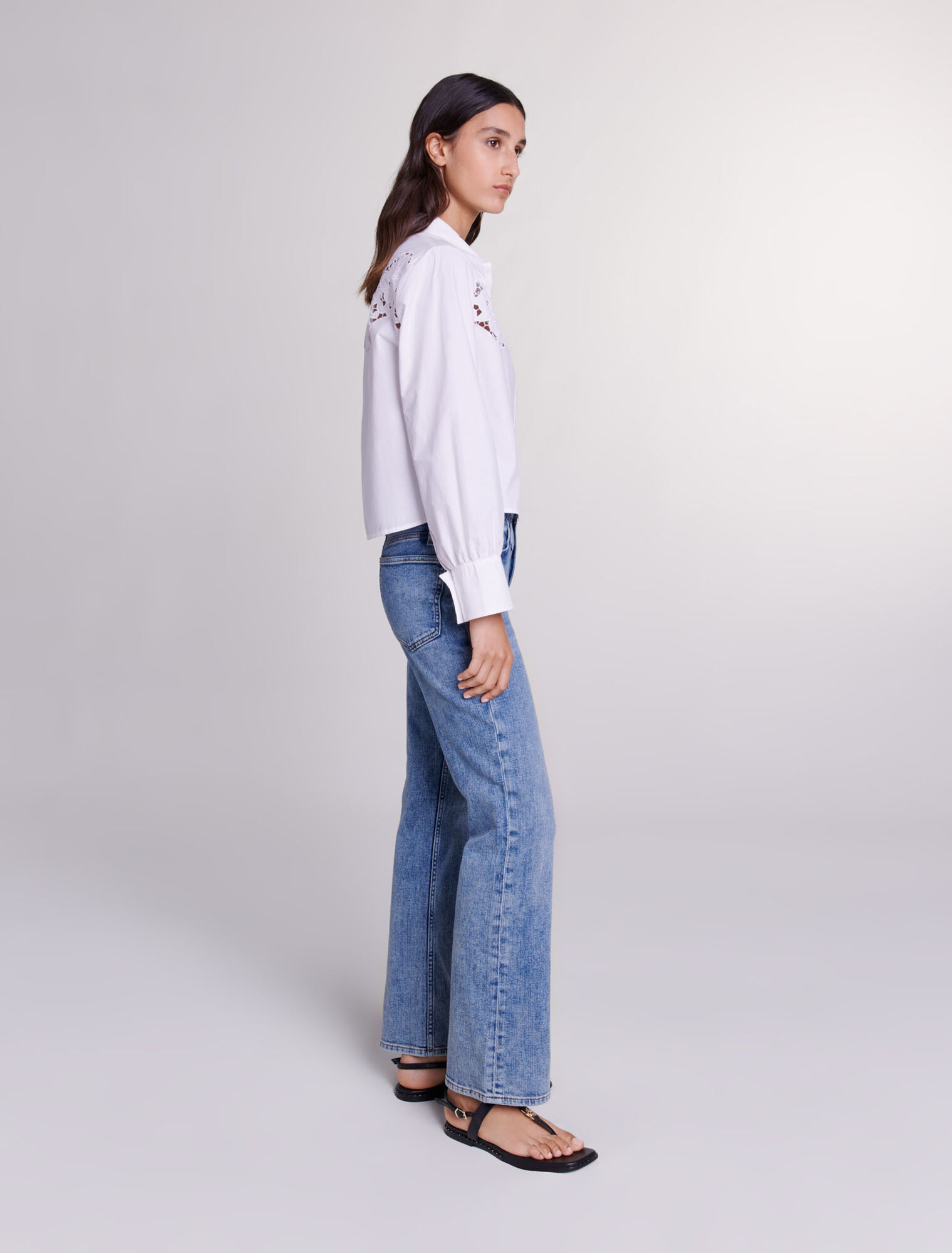 Camicia traforata in cotone