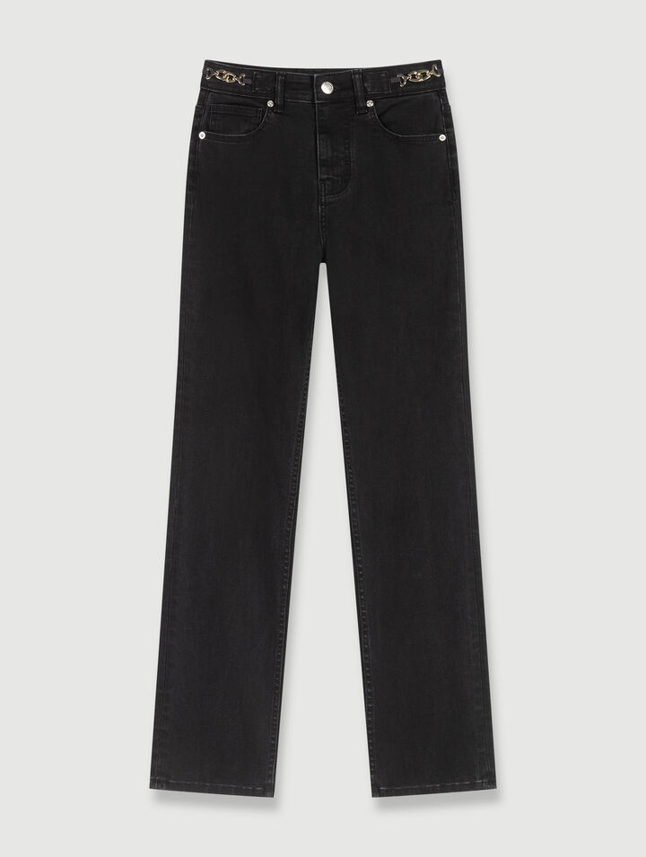 Jeans con catene e frange