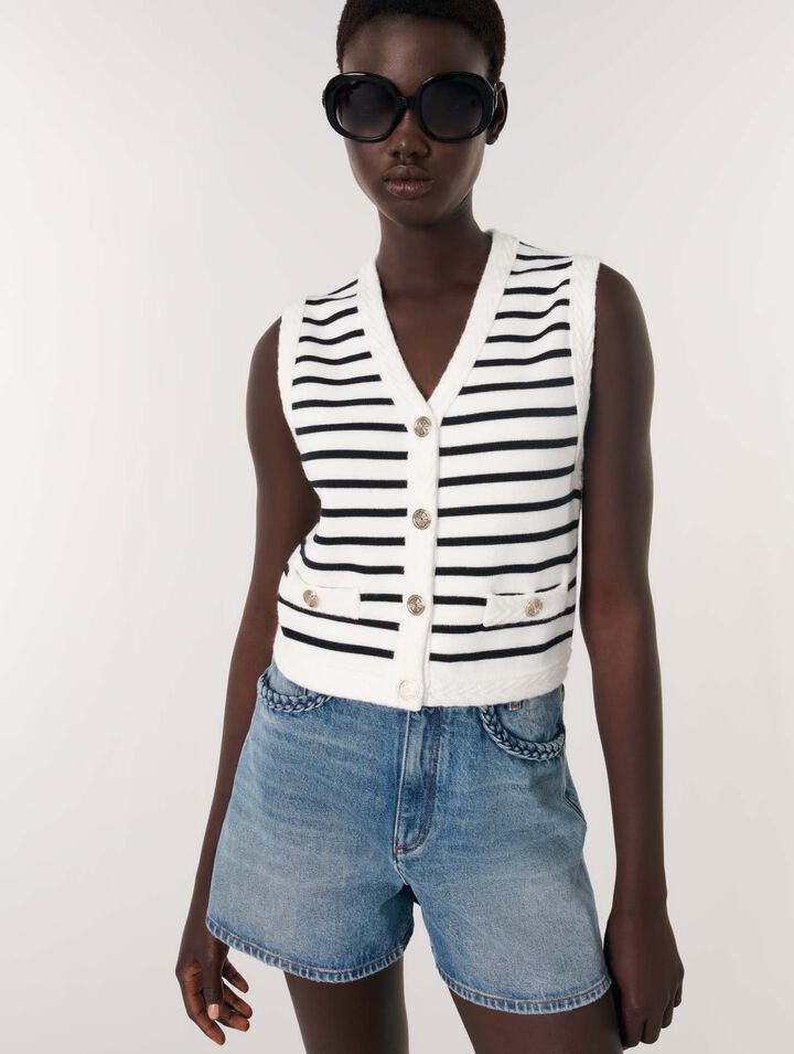 Cardigan a righe senza maniche