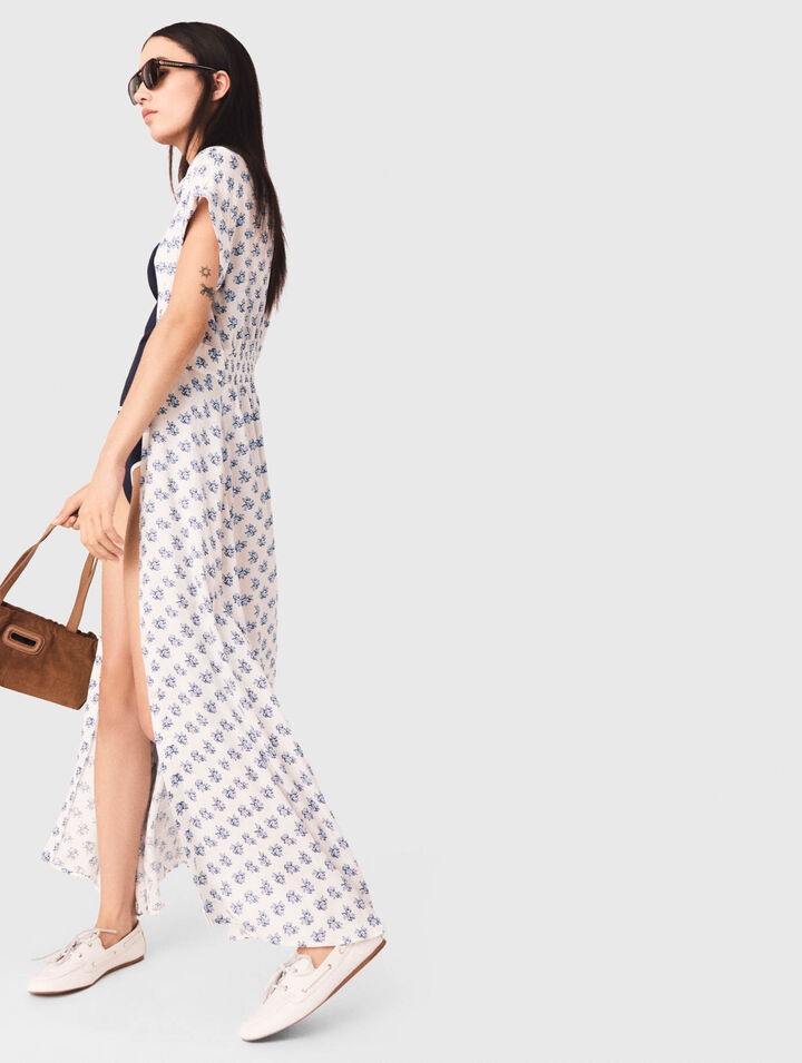 Abito lungo con stampa jacquard