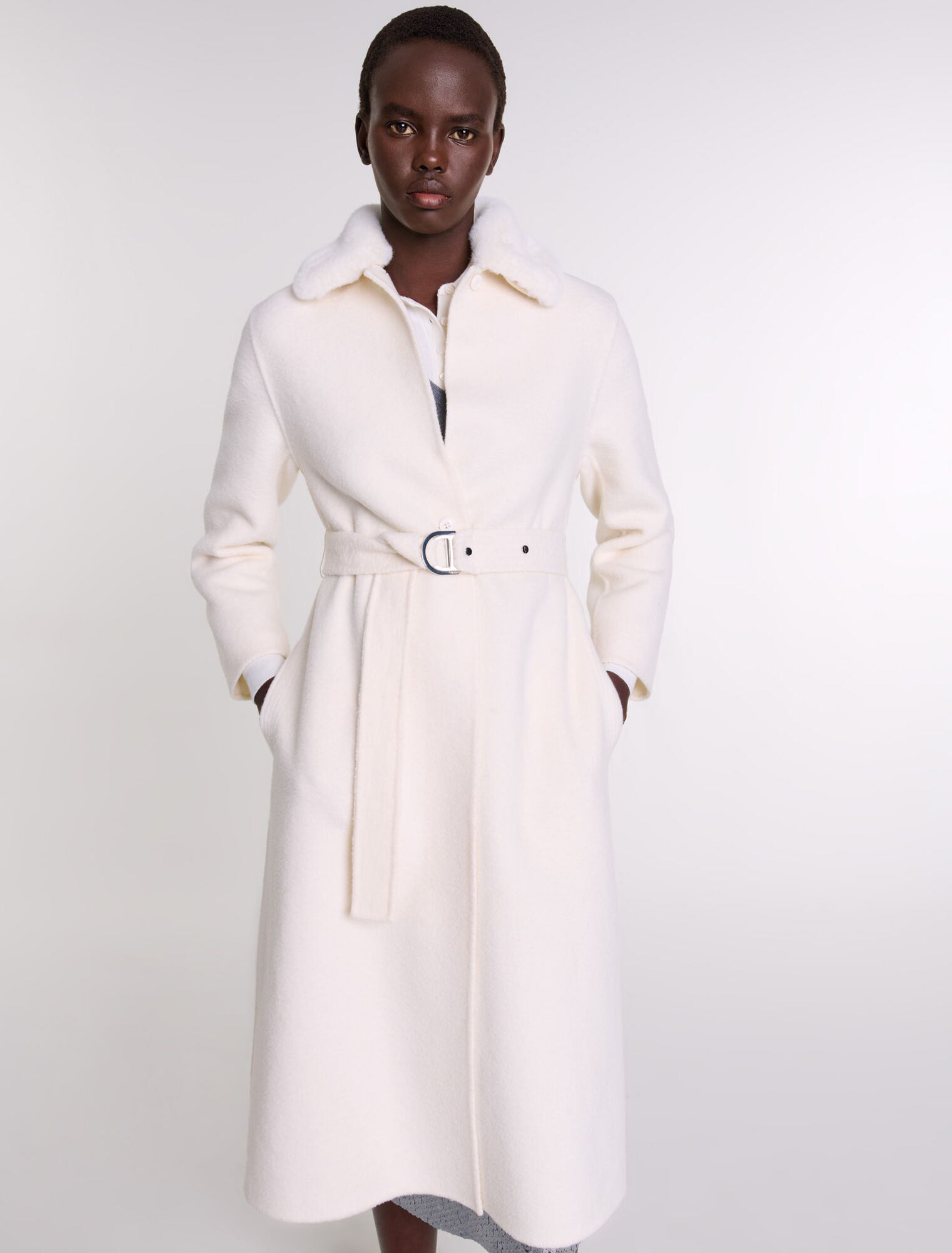 Cappotto in lana collo rimovibile