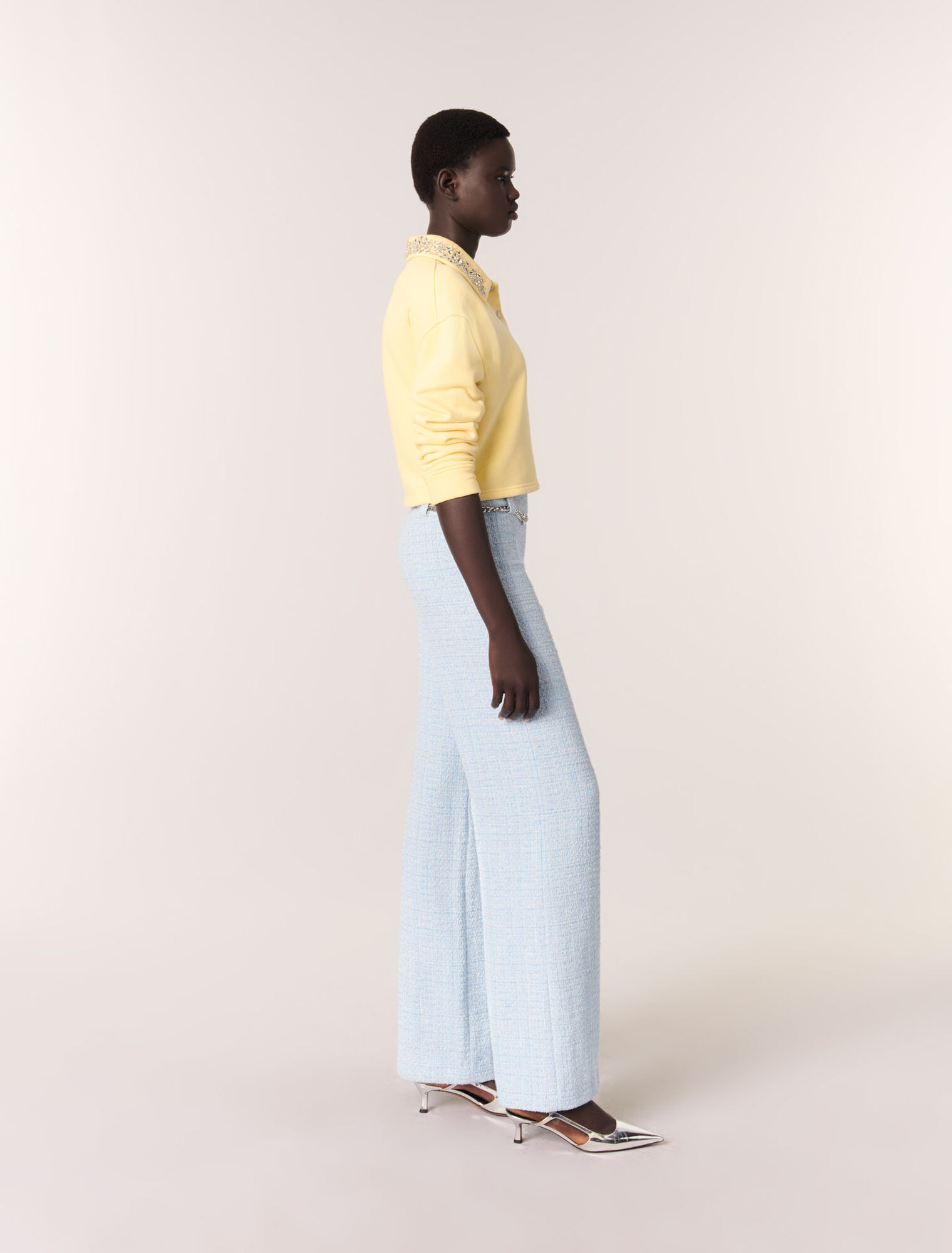 Pantaloni in tweed con cintura