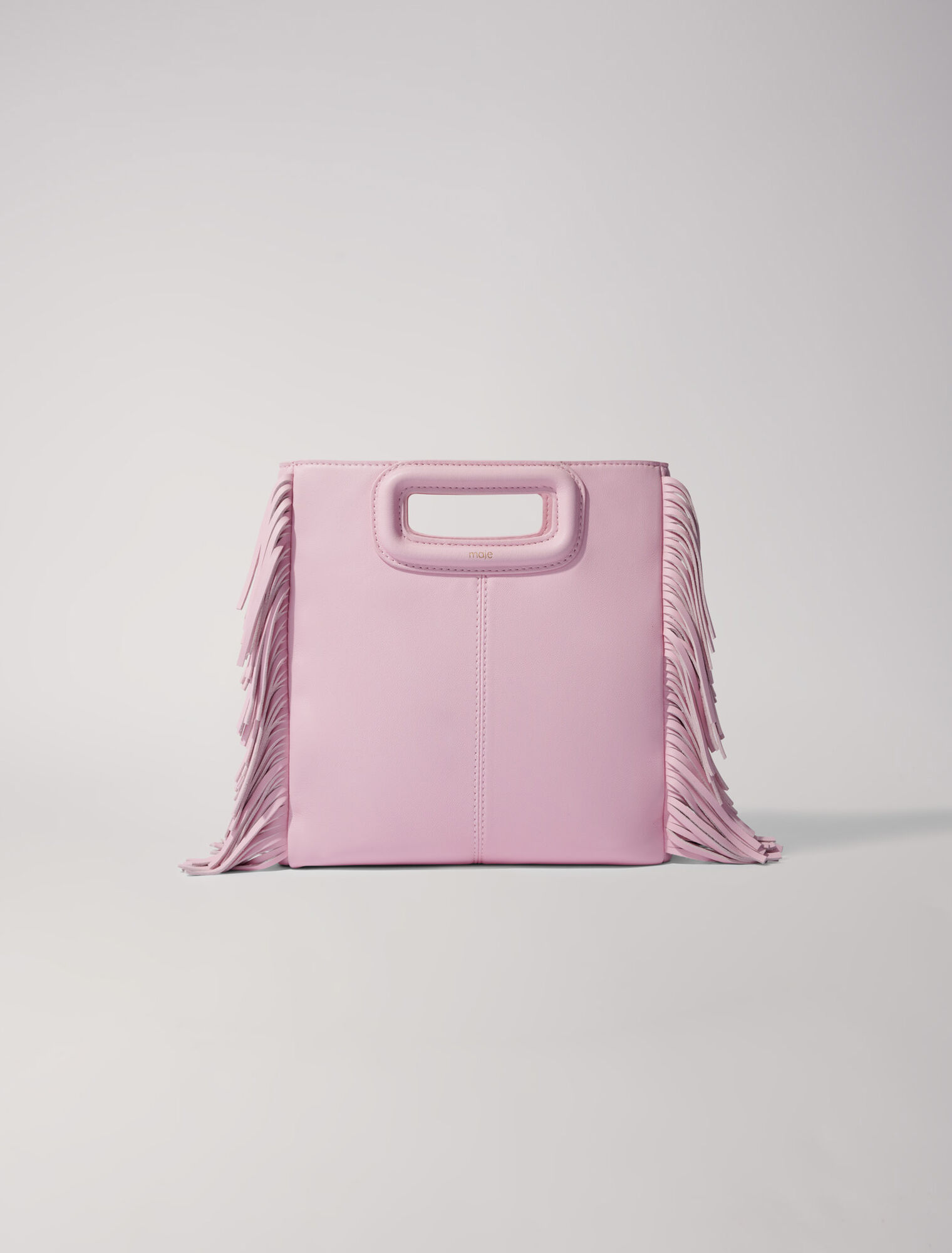 Borsa M con frange in pelle liscia