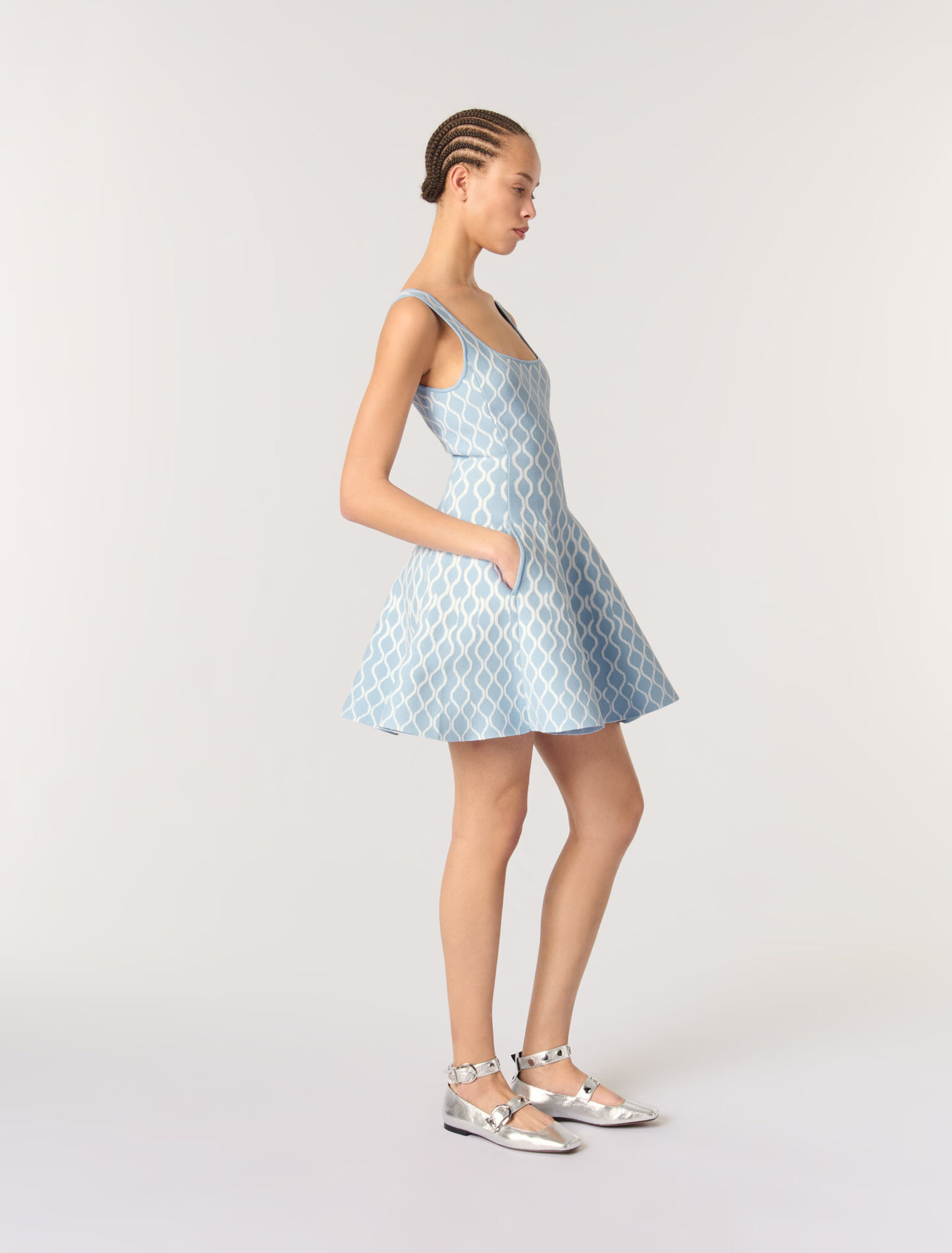 Abito corto in maglia jacquard