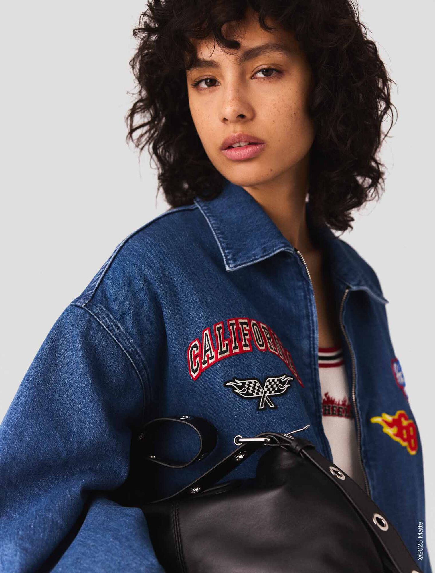 Giacca oversize in denim ricamato