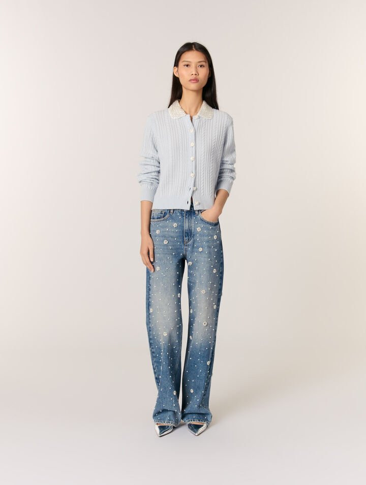 Cardigan con colletto rimovibile