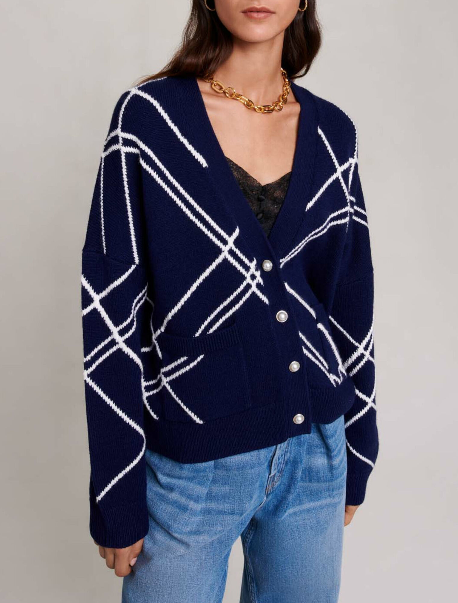 Cardigan in maglia a righe