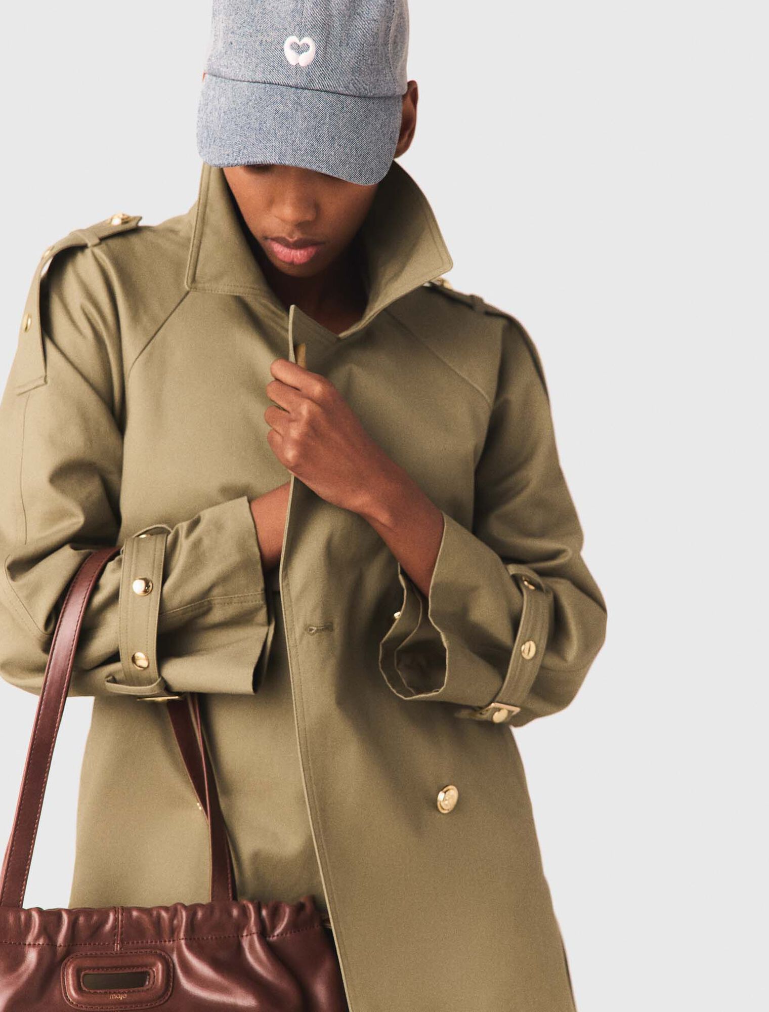 Trench borchie collo rimovibile