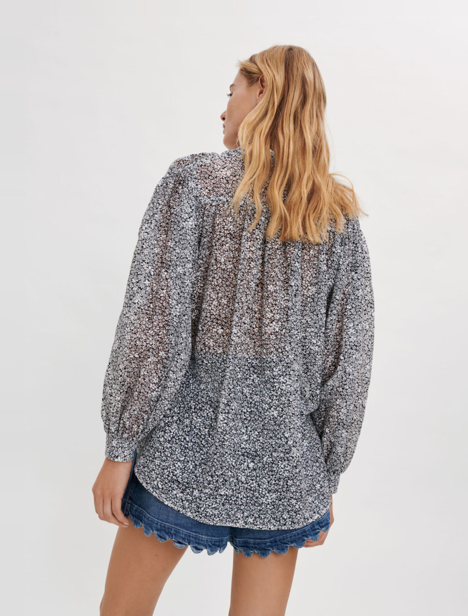 Camicia inclinata in jacquard stampato