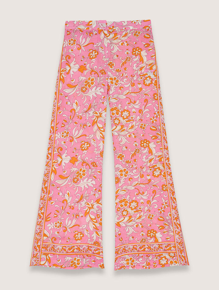 Pantaloni in lino con stampa