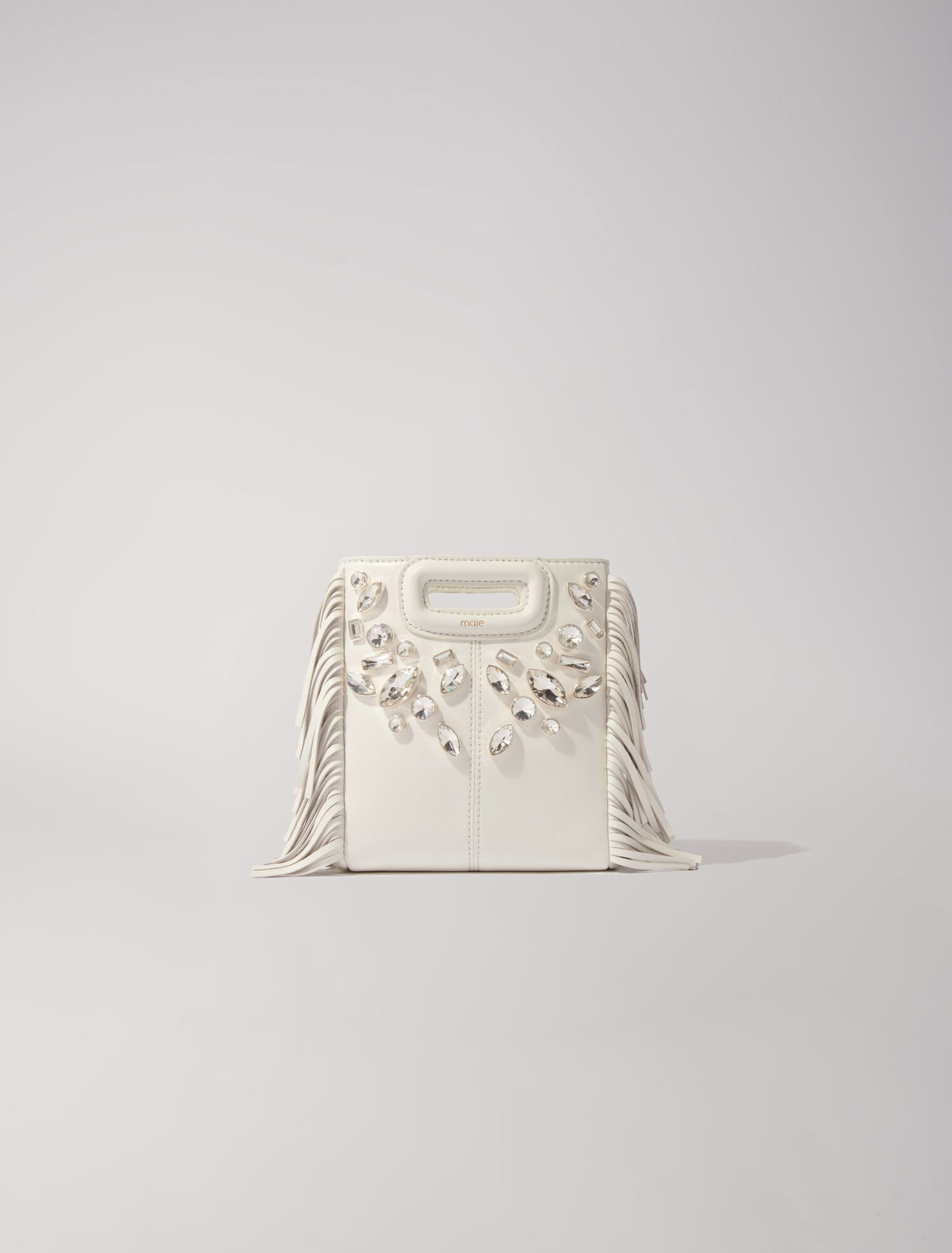Borsa mini M in pelle con strass