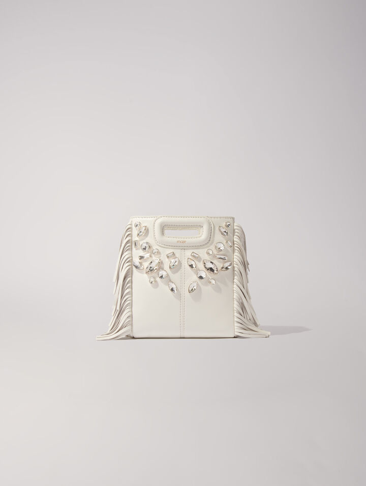 Borsa mini M in pelle con strass
