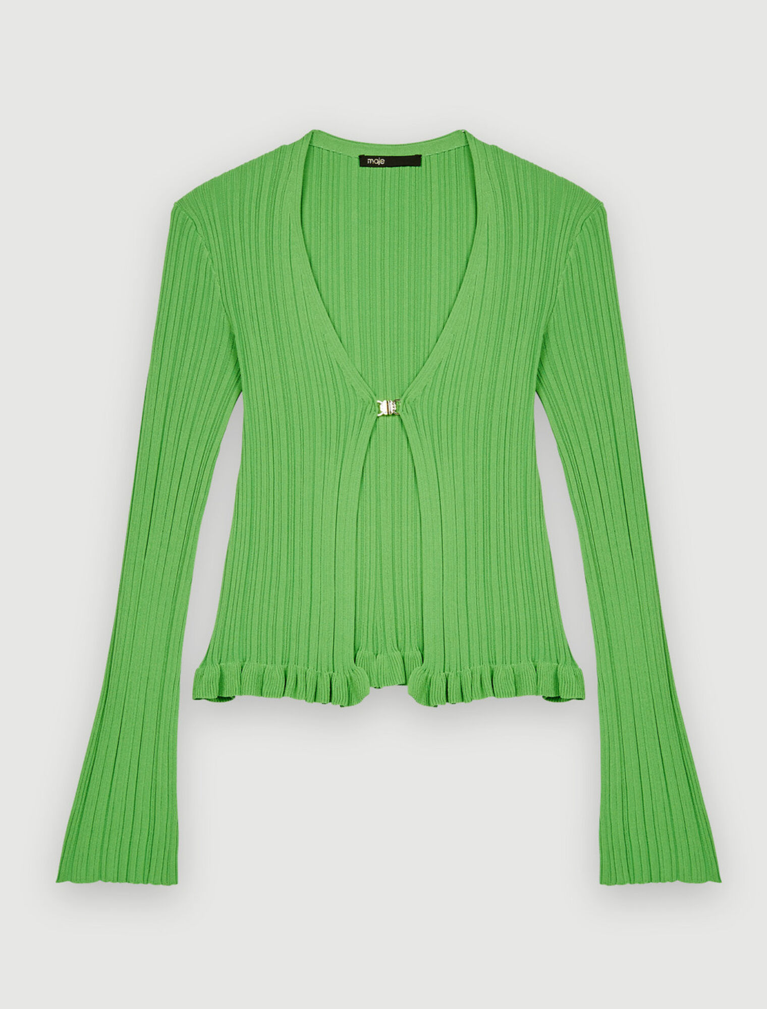 Cardigan in maglia a coste e arricciato