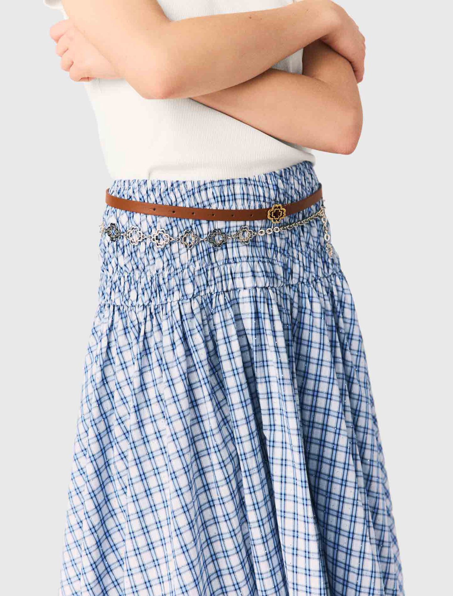 Gonna lunga in cotone con strass