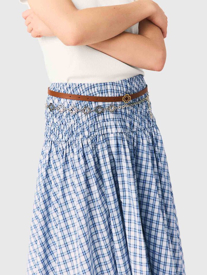 Gonna lunga in cotone con strass