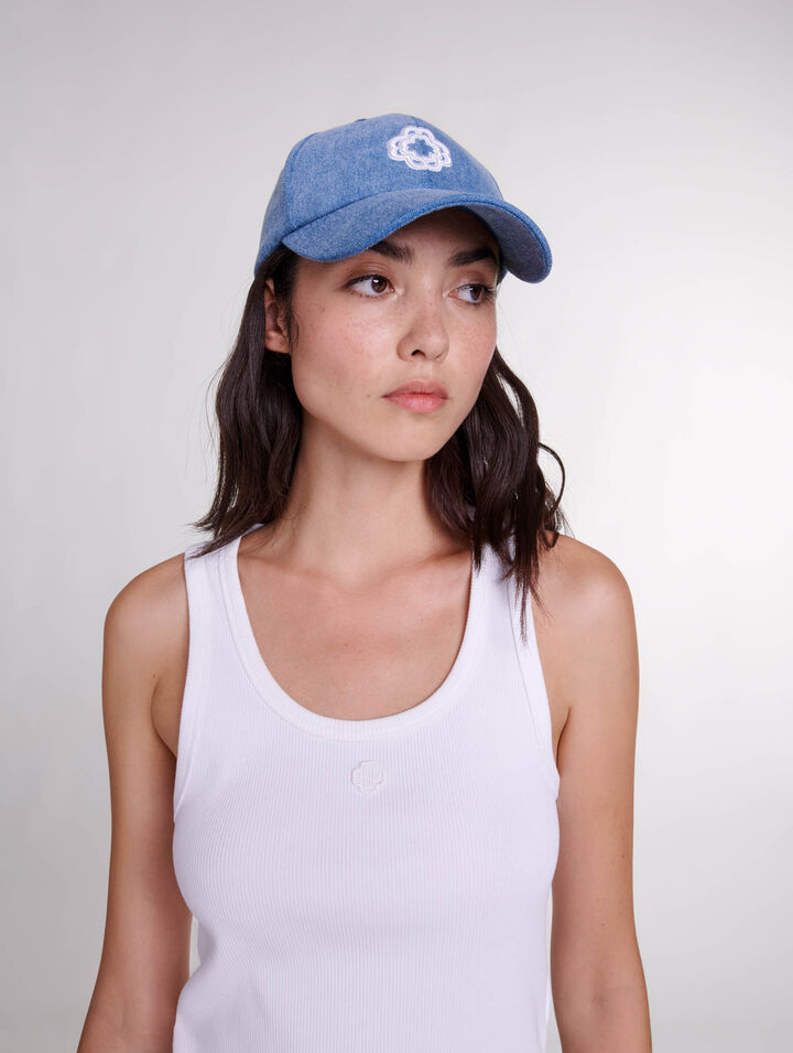 Cappello in denim con logo Clover