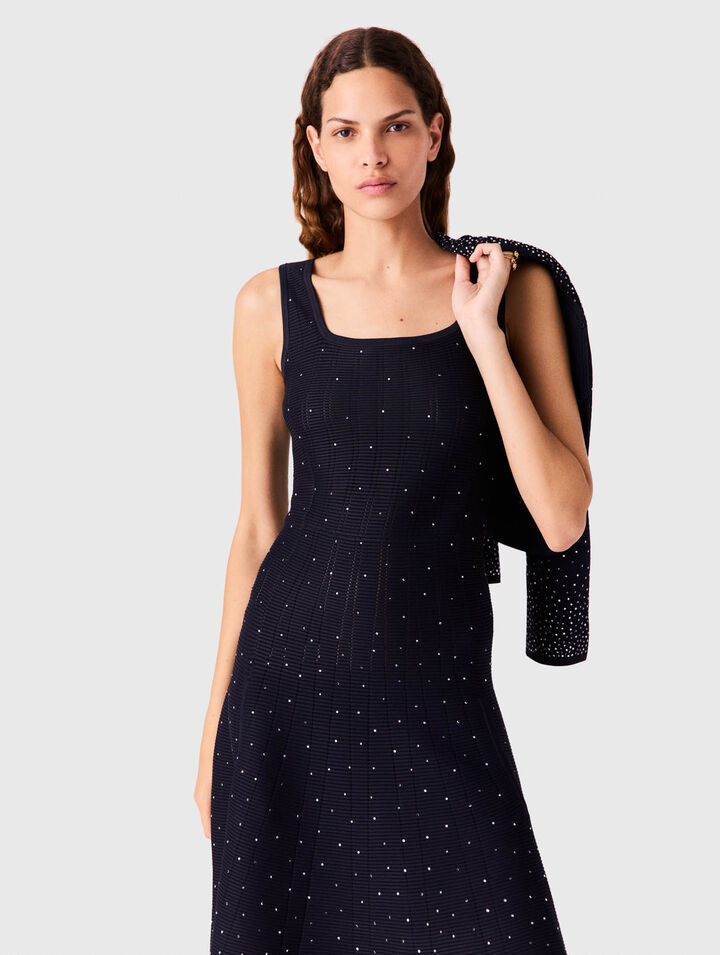 Abito lungo in maglia a strass