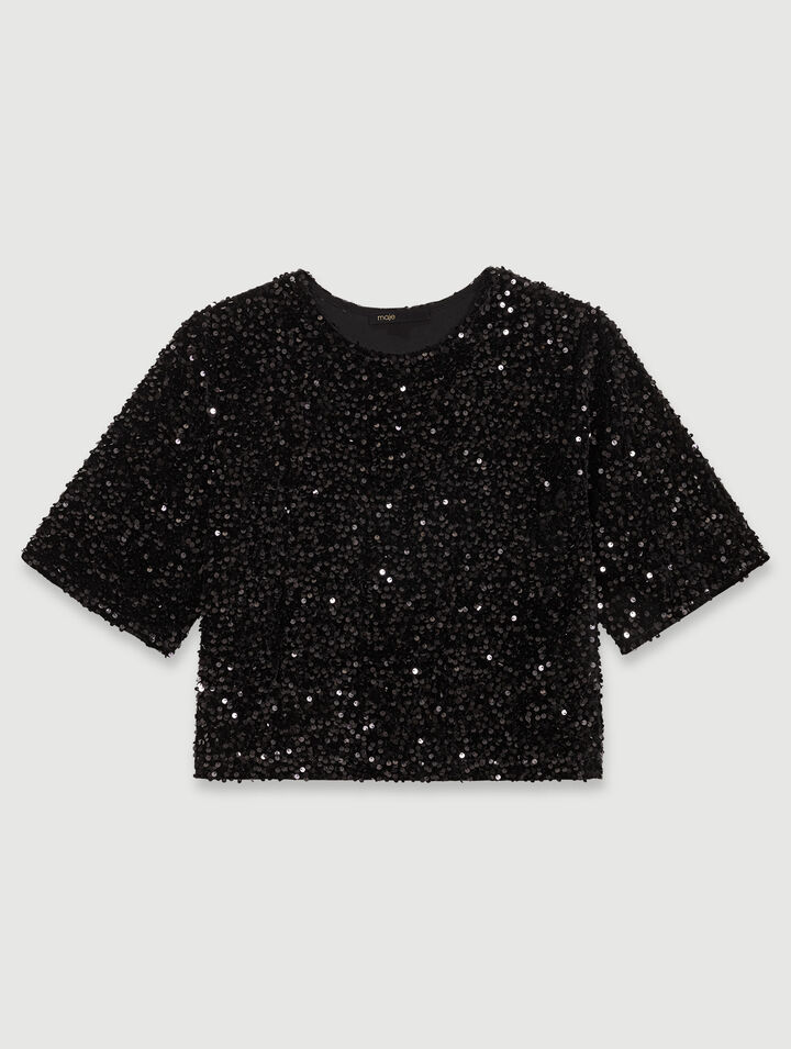 Top in velluto con paillettes