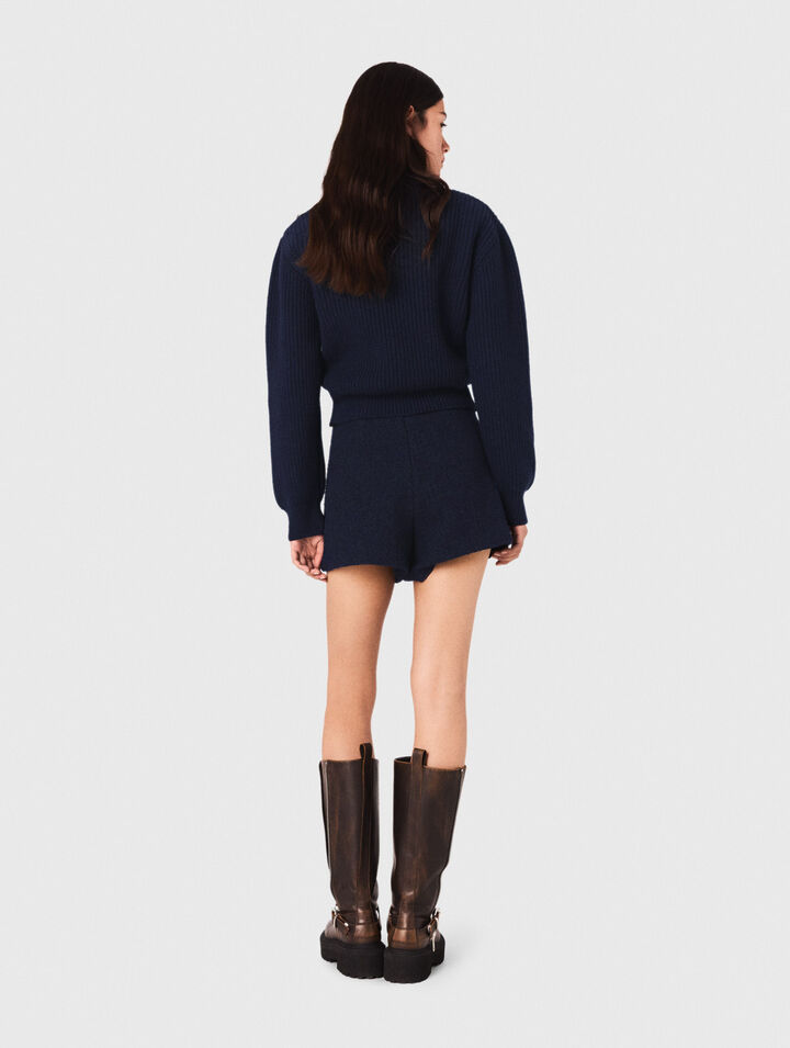 Shorts in tweed e banda a contrasto