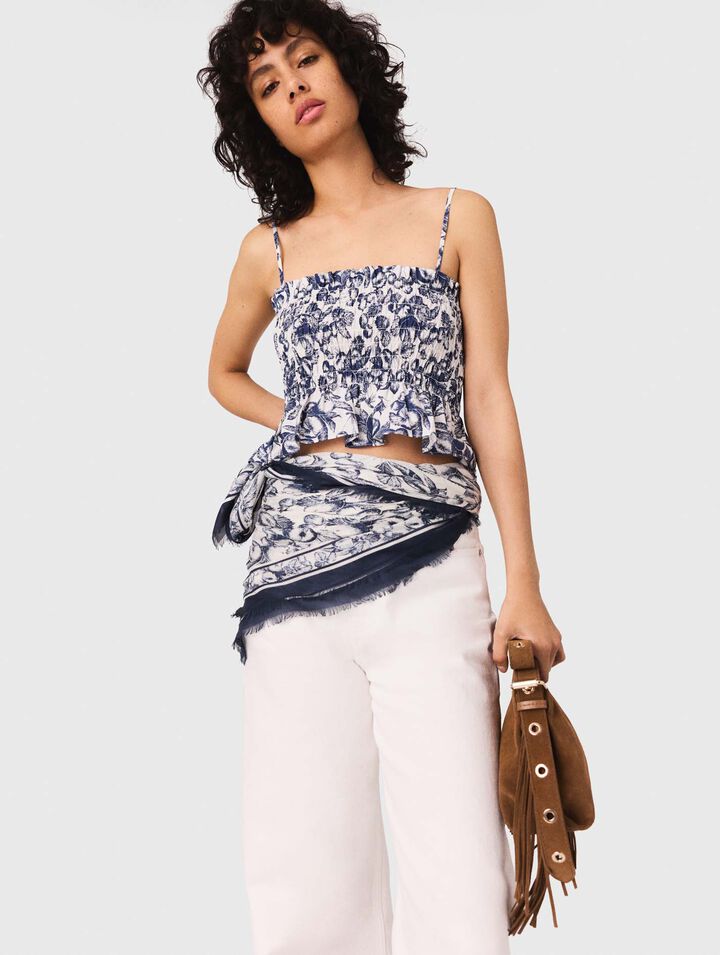 Top a punto smock stampato