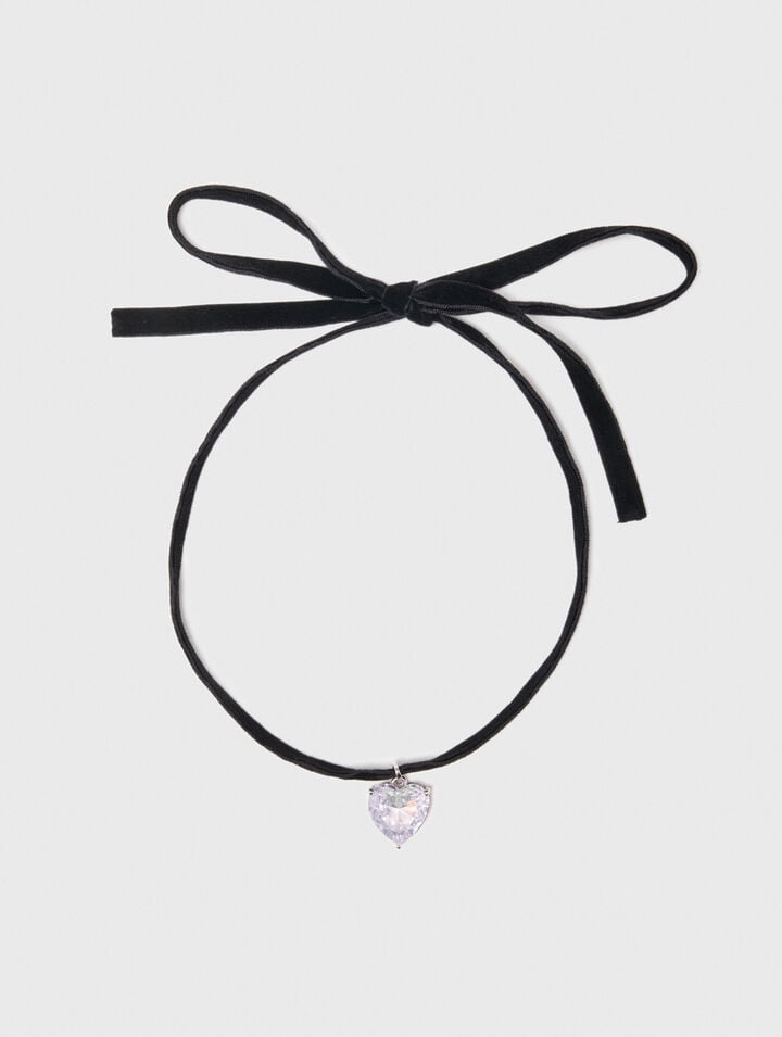 Collana cuore con cordino in velluto