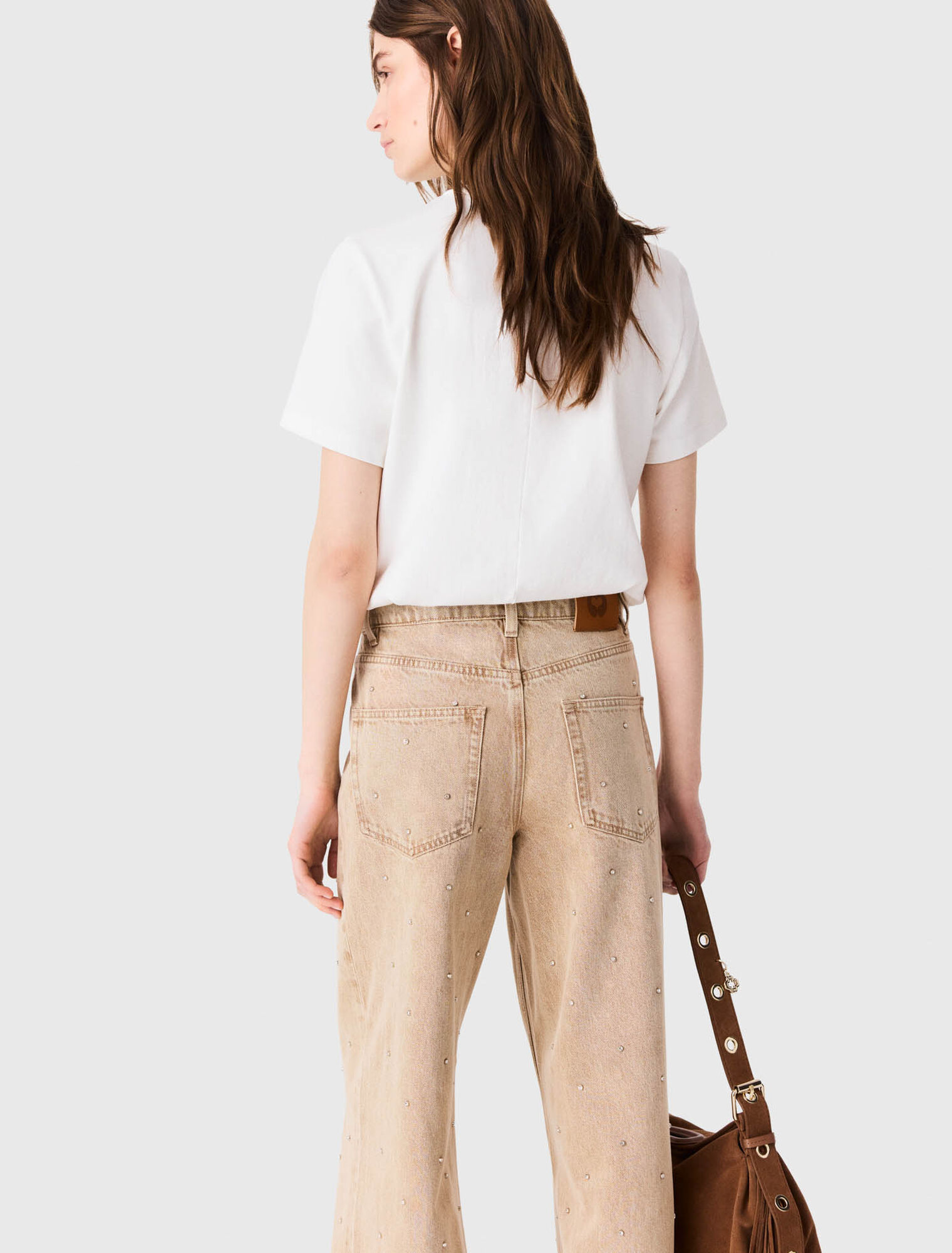 T-shirt girocollo con zip dietro
