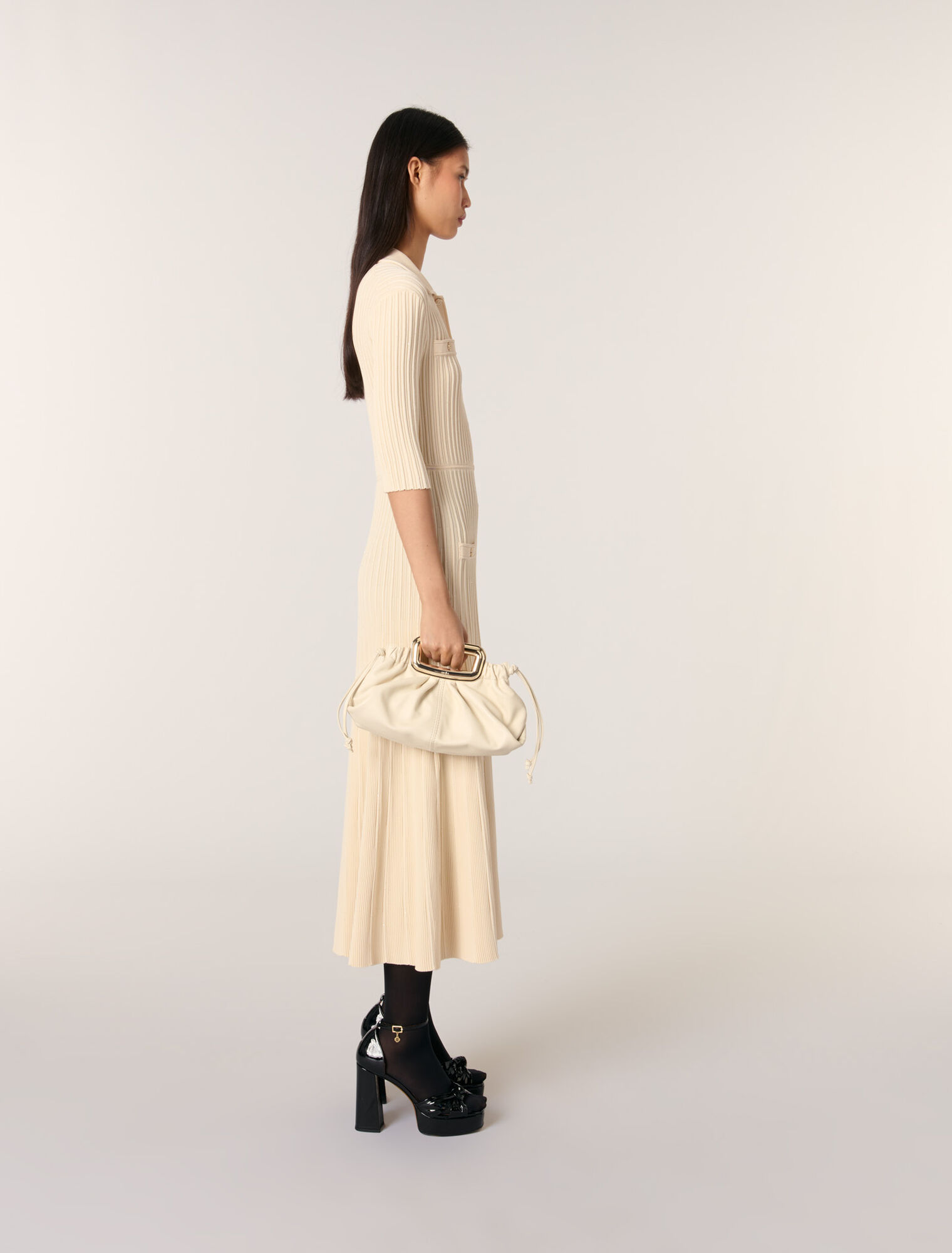 Abito midi in maglia paillettes