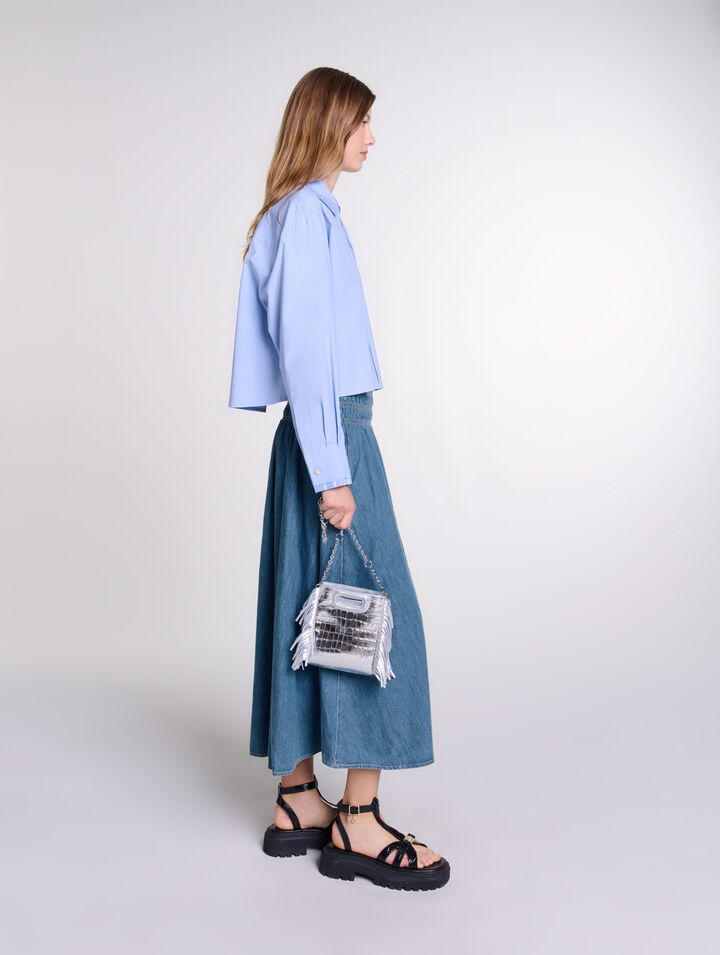 Gonna in denim e punto smock