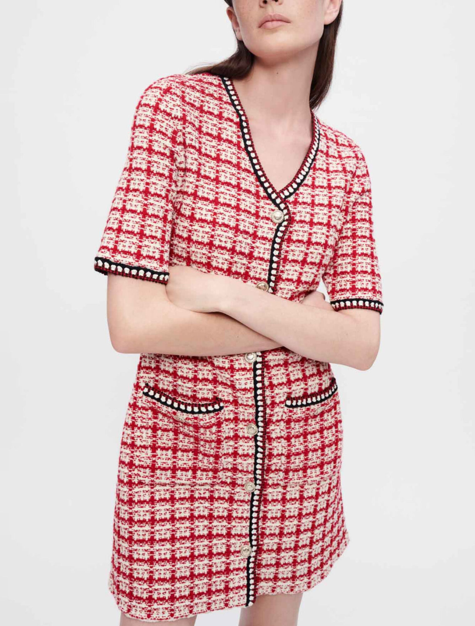 Abito in maglia stile tweed a quadri