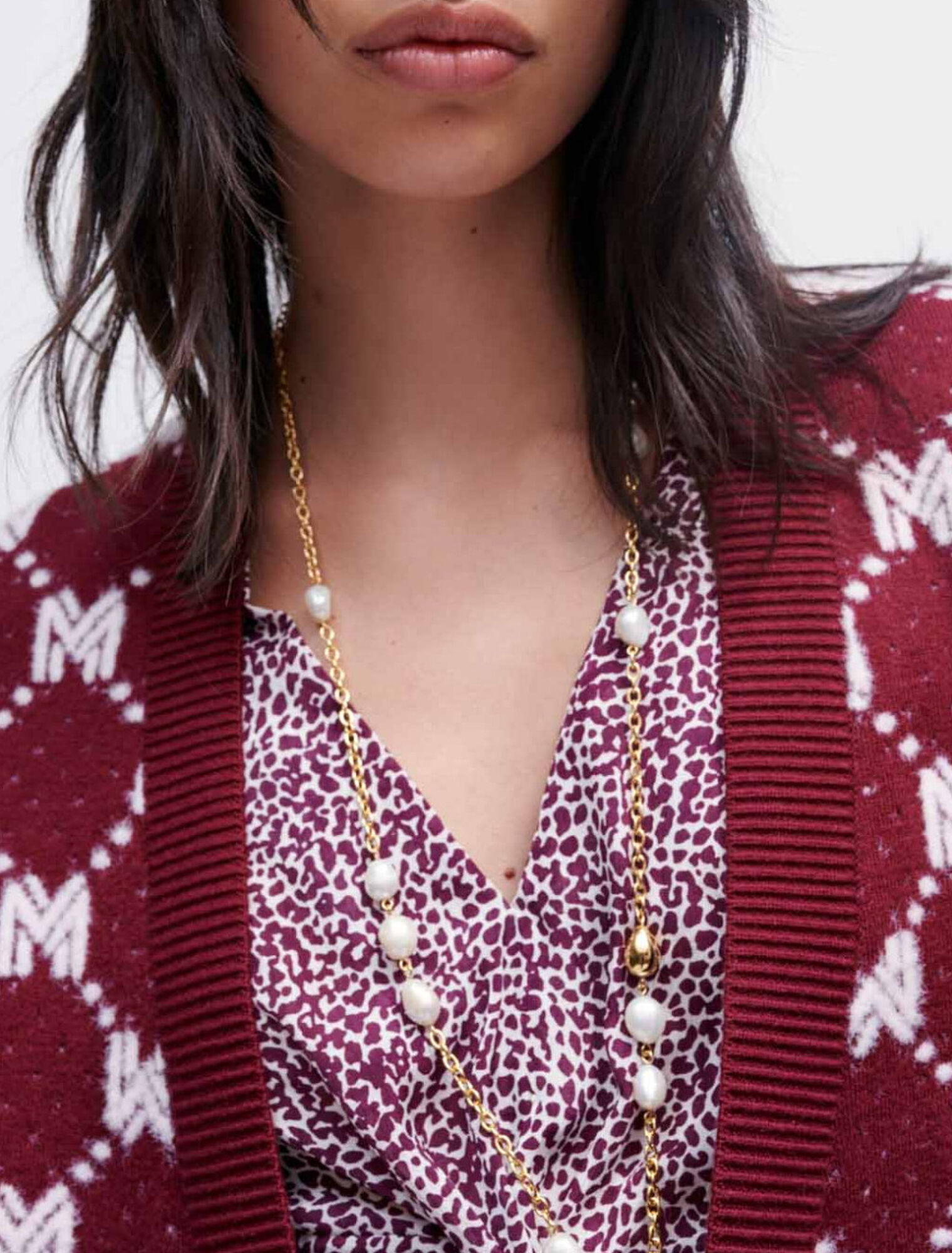 Cardigan in maglia jacquard Maje