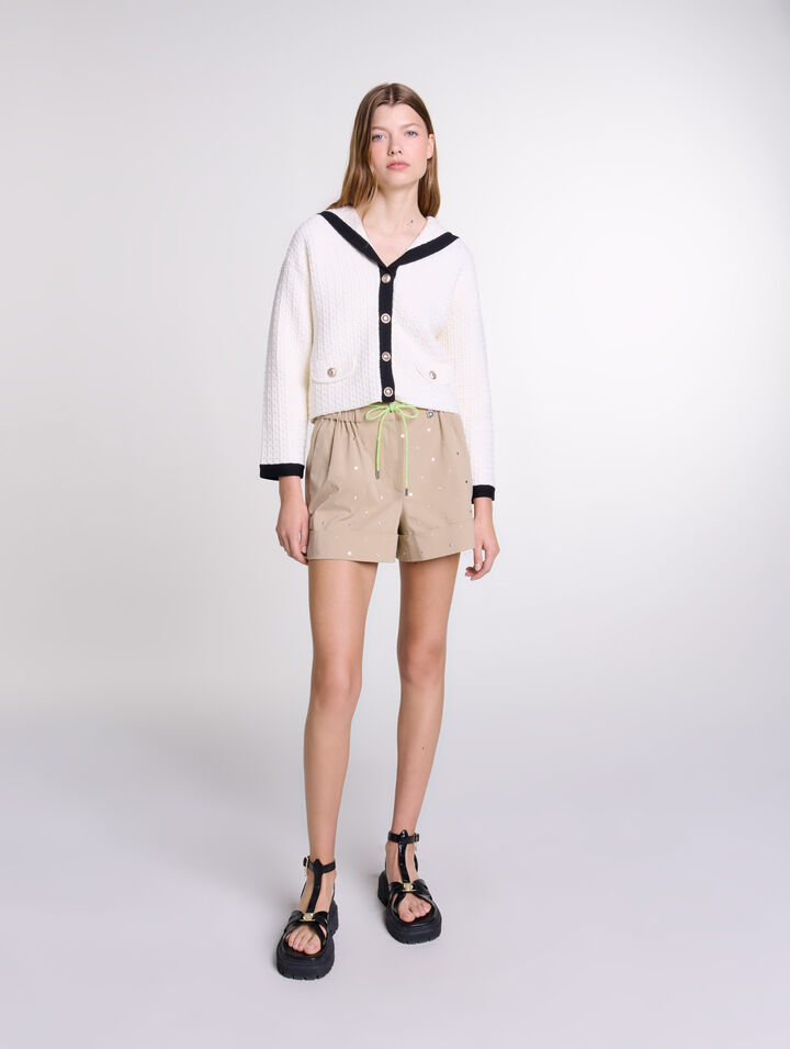 Cardigan con colletto a contrasto