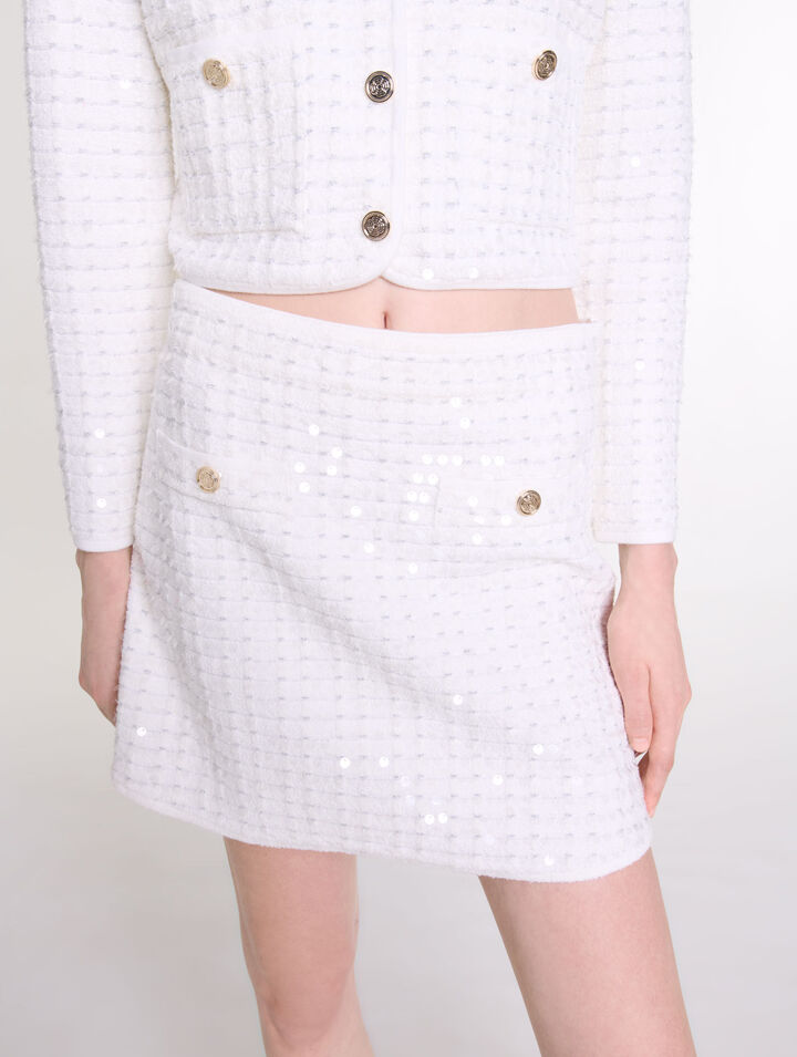 Gonna corta in maglia paillettes
