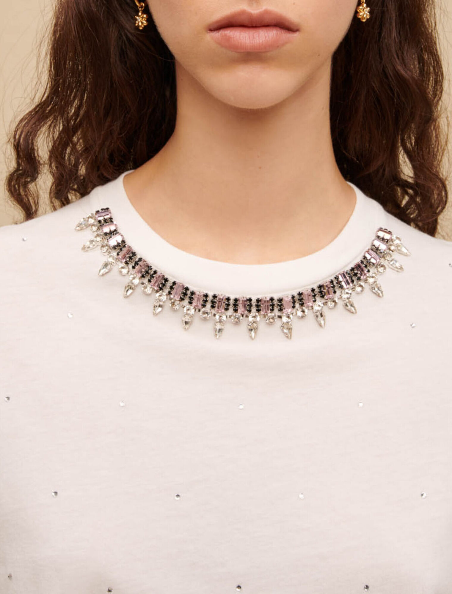 T-shirt in jersey con strass
